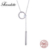 Fashion 925 Silver Jewelry Gold Color Round Circle Long Tassel Necklace Women Exquisite Stick PendantSweater Gifts ZK30