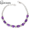 Fashion 925 Solid Sterling Silver bracelet for woman 100% natural amethyst bracelet   silver jewelry girlfriend gift