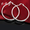 925 Stamp Silver Color 51MM Circle Round Big Hoop Earrings For Women Lady Wedding Engagement Jewelry Christmas Gifts