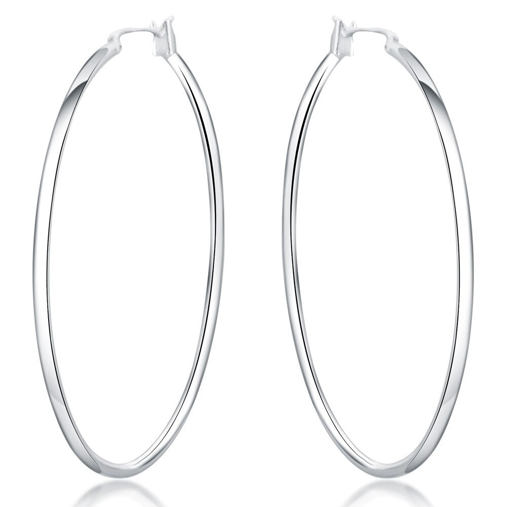925 Stamp Silver Color 5MM Circle Round Simple Hoop Earrings For Women Wedding  Party Fine Jewelry Christmas