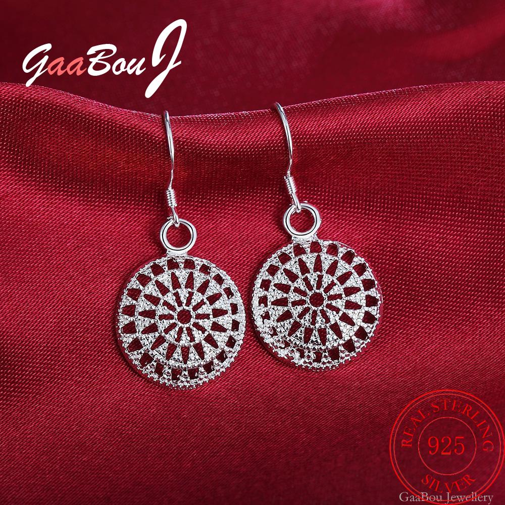 925 Stamp Silver Color Bohemia Round Dangle Earrings For Women Bride Wedding Lover Party Christmas Jewelry GaaBou