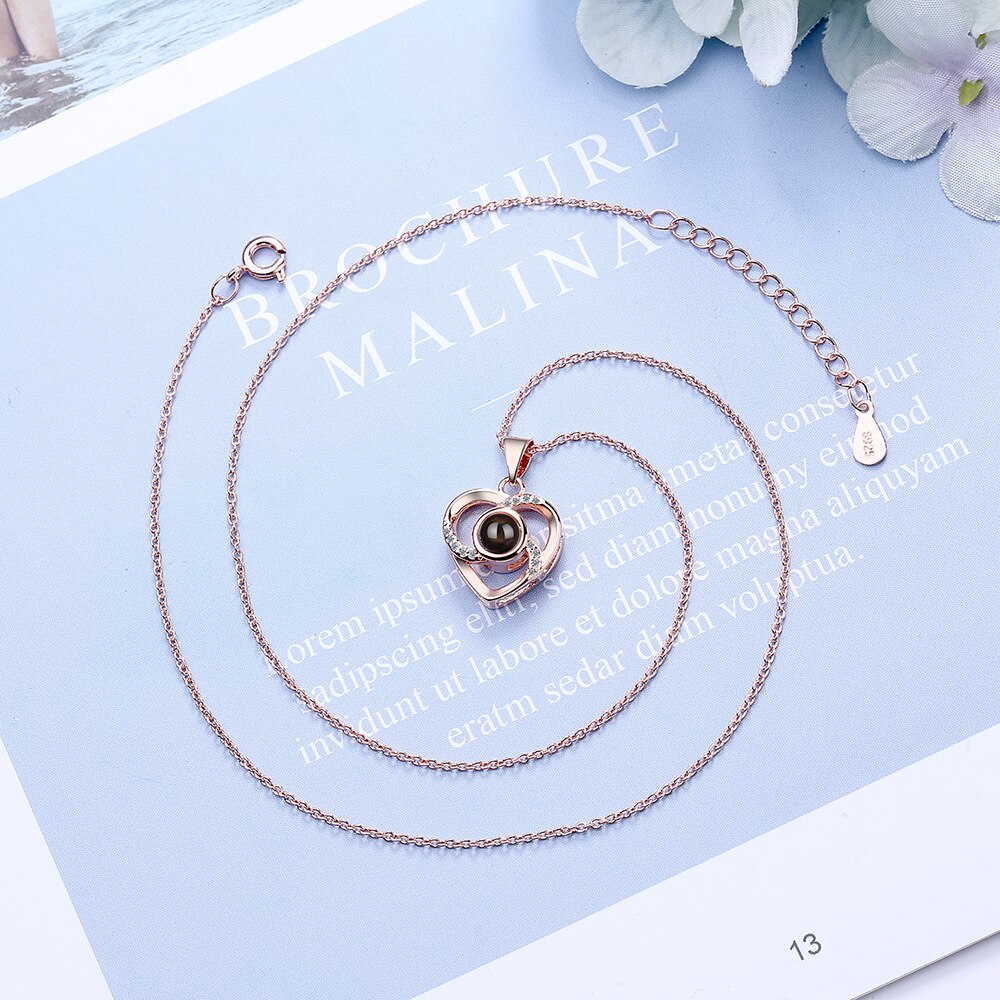 925 Stamp Silver Color Crystal Heart Pendant Necklace For Women 18Inch Chain Wedding Party Charm Jewelry Gifts GaaBou