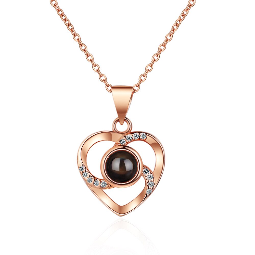 925 Stamp Silver Color Crystal Heart Pendant Necklace For Women 18Inch Chain Wedding Party Charm Jewelry Gifts GaaBou