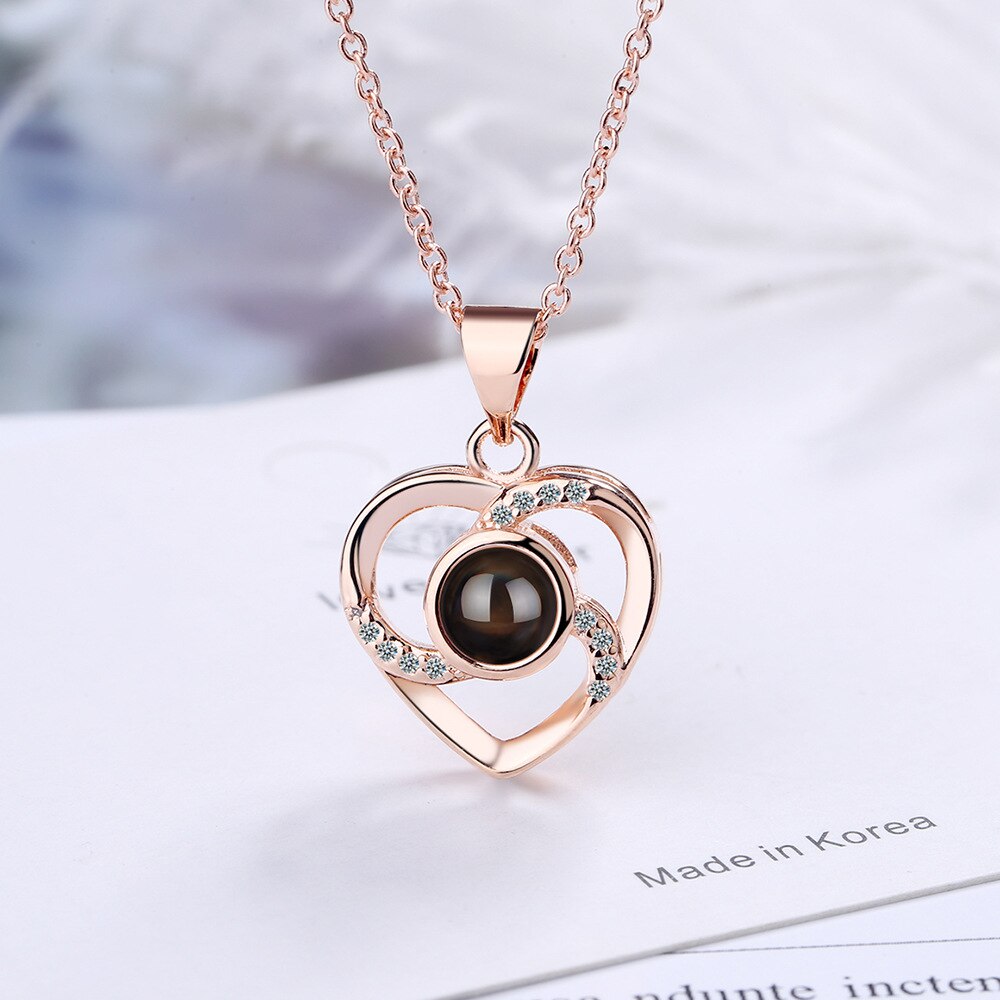 925 Stamp Silver Color Crystal Heart Pendant Necklace For Women 18Inch Chain Wedding Party Charm Jewelry Gifts GaaBou