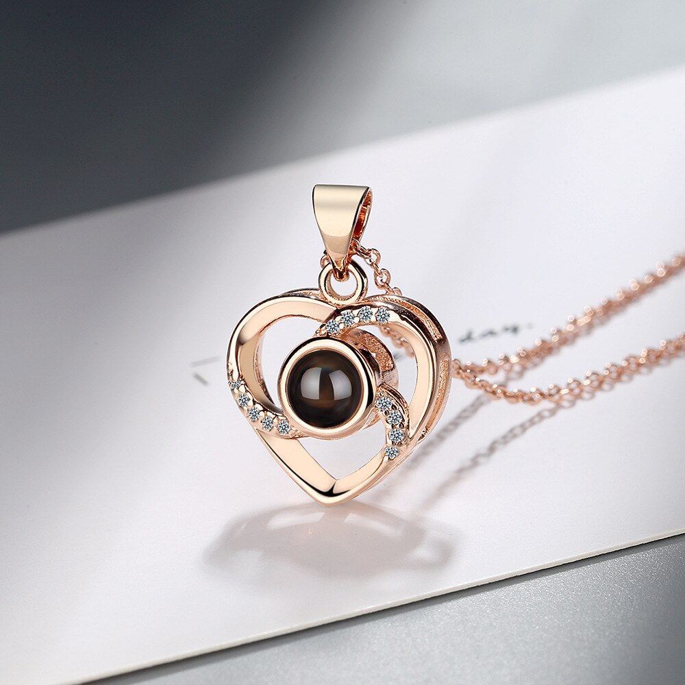 925 Stamp Silver Color Crystal Heart Pendant Necklace For Women 18Inch Chain Wedding Party Charm Jewelry Gifts GaaBou