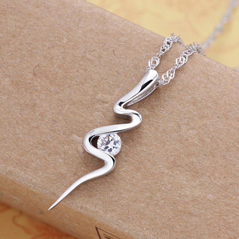 925 Stamp Silver Color Female Retro Geometry Zircon Pendants And Necklaces For Women Wedding Jewelry GaaBou Jewellery