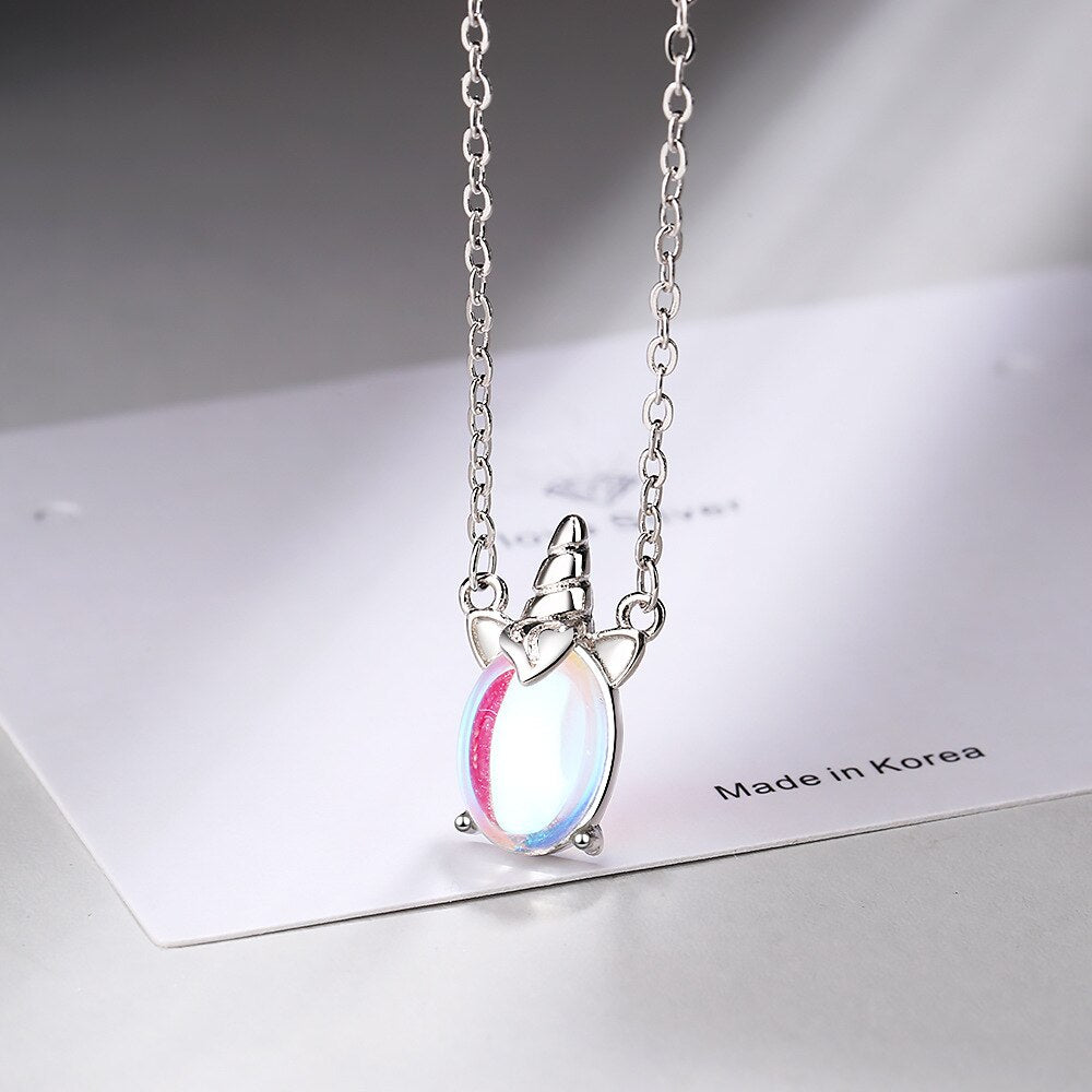 925 Stamp Silver Color Rainbow Crystal Pendants And Necklaces For Women Wedding Party Female Jewelry 2022 Jewelry Gift