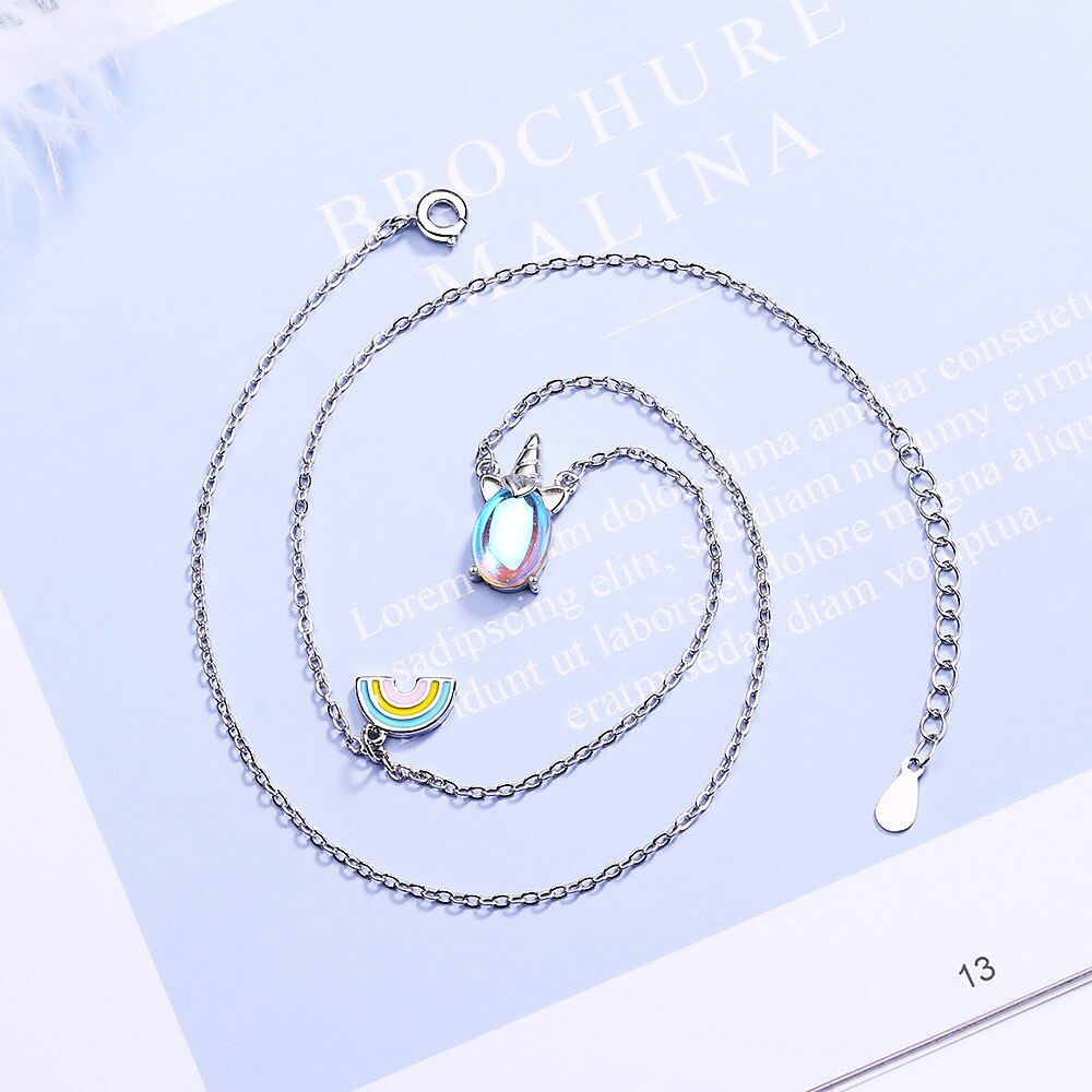 925 Stamp Silver Color Rainbow Crystal Pendants And Necklaces For Women Wedding Party Female Jewelry 2022 Jewelry Gift