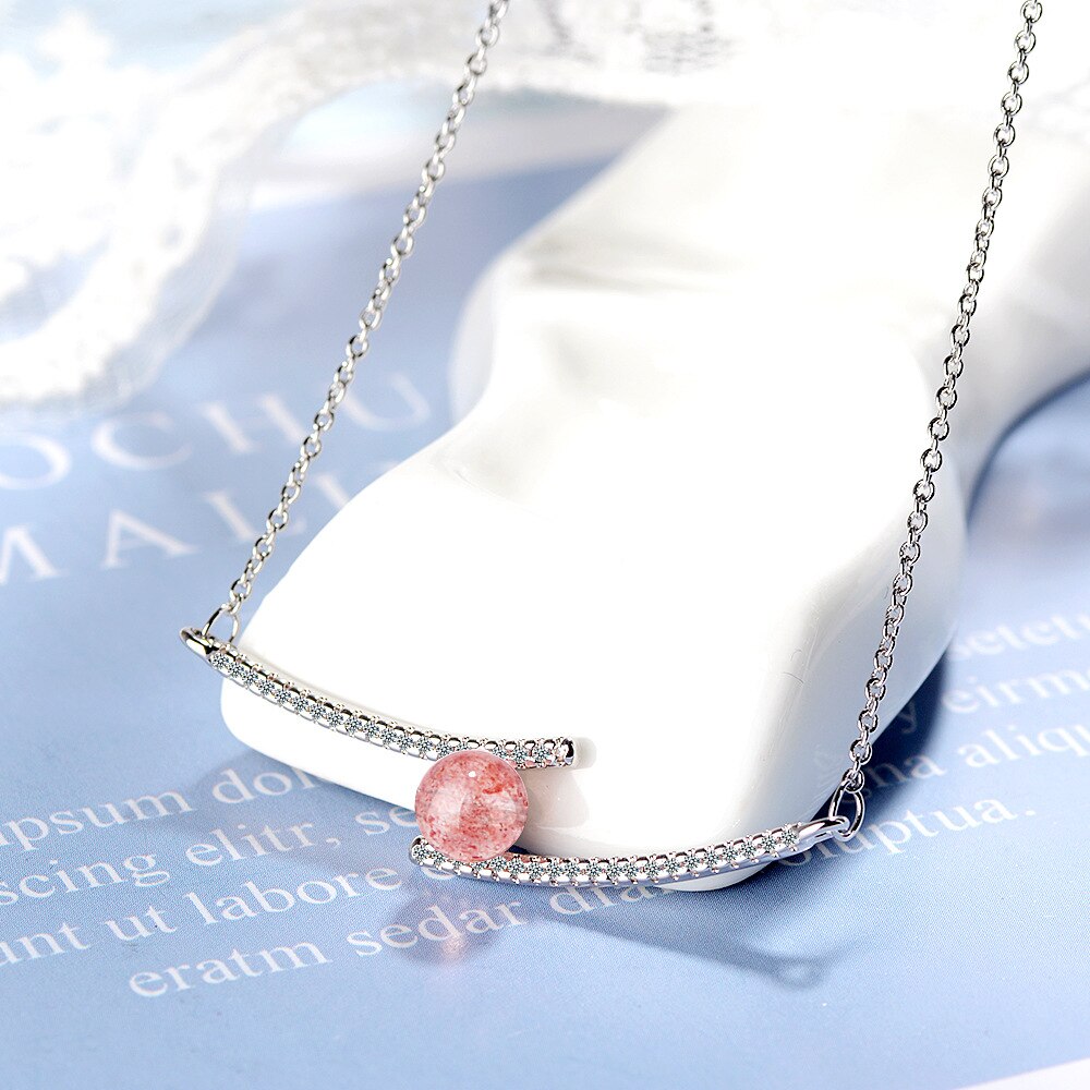 925 Stamp Silver Color Strawberry Crystal Pendants And Necklaces For Women Wedding Party Vintage Jewelry Gifts GaaBou