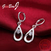 925 Stamp Silver Color Water Drop Zircon Rings Earrings Dangle For Women Trends Party Retro Christmas Jewelry GaaBou