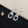 925 Stamp Silver Color Water Drop Zircon Rings Earrings Dangle For Women Trends Party Retro Christmas Jewelry GaaBou