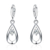 925 Stamp Silver Color Water Drop Zircon Rings Earrings Dangle For Women Trends Party Retro Christmas Jewelry GaaBou