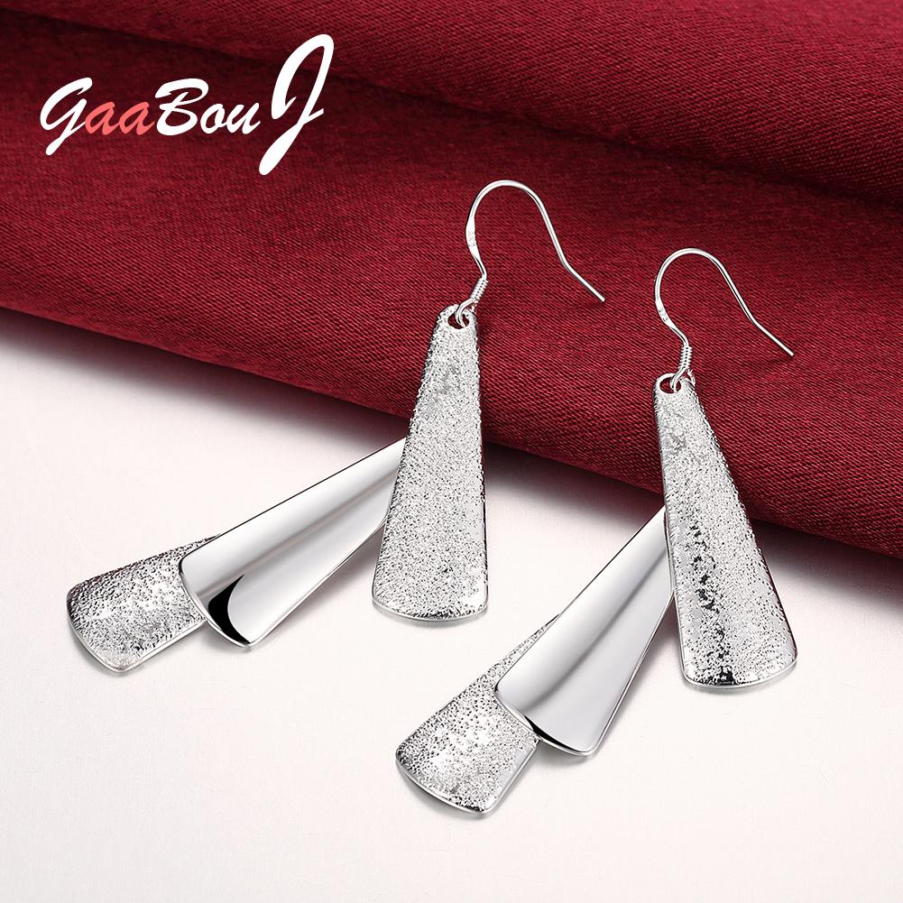925 Stamp Silver Color Wedding Geometry Dangle Earrings For Women 2022 Engagement Party Jewelry Christmas GaaBou