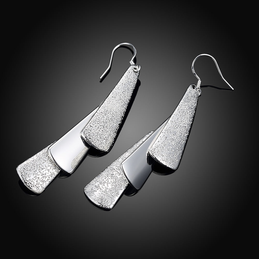 925 Stamp Silver Color Wedding Geometry Dangle Earrings For Women 2022 Engagement Party Jewelry Christmas GaaBou