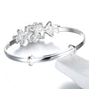 925 Stamp Silver Color Woman Cuff Bracelet Adjustable Flower Lucky Bangle Retro Bridesmaid Jewelry Charm Gifts Christmas