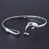 925 Stamp Silver Color Woman Cuff Bracelet Dolphin Retro Bangle Party Wedding Jewelry Charm Girl Gifts Christmas