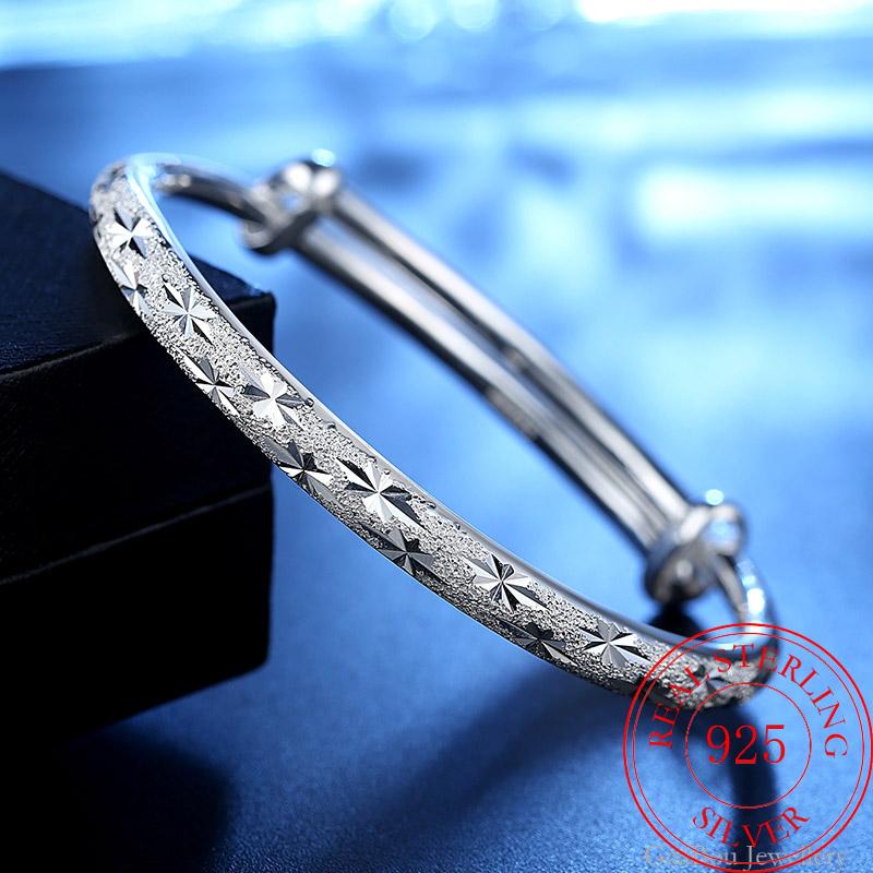 925 Stamp Silver Color Woman Cuff Bracelet Flower Adjustable Bangle Retro Party Bridesmaid Jewelry Charm Gifts Christmas