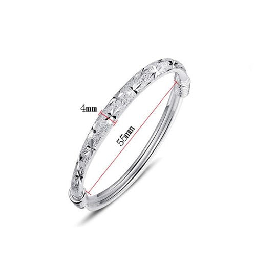 925 Stamp Silver Color Woman Cuff Bracelet Flower Adjustable Bangle Retro Party Bridesmaid Jewelry Charm Gifts Christmas