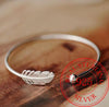 925 Stamp Silver Color  Woman Cuff Bracelet Open Angel Feather Adjustable Lucky Bangle Party Jewelry Christmas Gifts