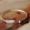 925 Stamp Silver Color  Woman Cuff Bracelet Open Angel Feather Adjustable Lucky Bangle Party Jewelry Christmas Gifts