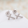 925 Stamp Silver Color Zircon Small Earrings Crosses Korean Ear Piercing Stud Earrings Fine Women's Accessories Jewelry