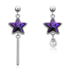 Fashion 925 Sterling Silver Asymmetry Star Earring Jewelry Purple AAA+ Cubic Zirconia Drop Earrings Women Jewelry Gifts