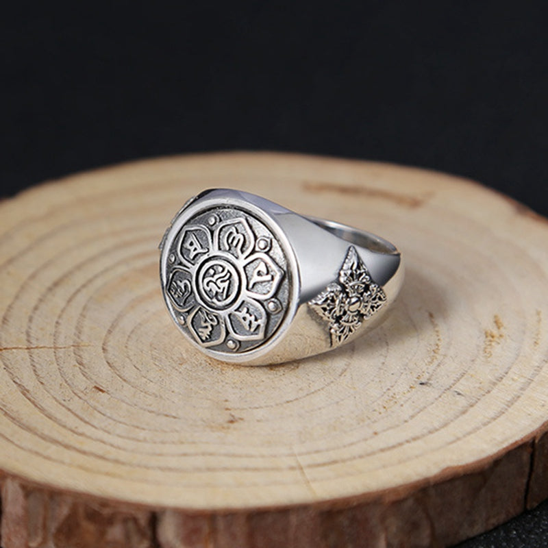 Fashion 925 Sterling Silver Buddhism Rotatable Lucky Safe Ring Men Thai Silver Fine Jewelry Gift Finger Ring ZY296-2