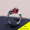 Fashion 925 Sterling Silver China Dragon Retro Open Ring Men Thai Silver Fine Jewelry Gift Red Garnet Finger Ring CH051952