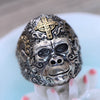 Fashion 925 Sterling Silver Fine Jewelry Vintage Thai Retro Men Ring Cross Gorilla Caesar Finger Ring CH058878