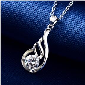 Fashion 925 Sterling Silver Necklace Angel Wings AAA Zircon Pendant Silver Chain Woman Charm Jewelry