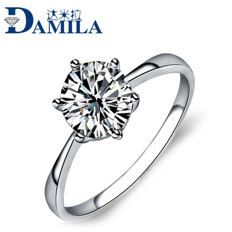 Fashion 925 Sterling Silver Rings For Women Retro classic crystal cubic zirconia stone engagement Ring for ladies female gift