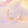Fashion 925 Sterling Silver Stud Earrings For Women Butterfly Pearl zircon Earring Korean Temperament Rose Gold