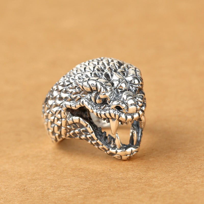 Fashion 925 Sterling Silver Thailand Big Lamien Python Ring Men Thai Silver Gift Finger Ring ZY267-19