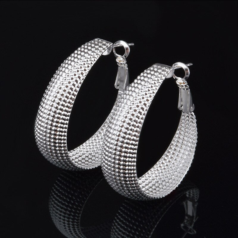 925 Sterling Silver hoop Earrings for Women Pretty classic Retro ethnic style Holiday gifts party wedding Jewelry