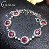 Fashion 925 silver ruby bracelet for woman 6 pieces natural ruby silver bracelet sterling silver ruby jewelry birthd girl gift
