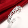 925 sterling Silver Pretty Hollow pattern bangles Bracelets for Women adjustable wedding accessories Party Gifts Jewelry