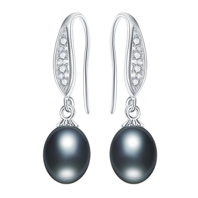 Fashion 925 sterling silver drop earrings for women elegant 8-9mm 100% natural pearl jewelry Gift for mother 5 colors