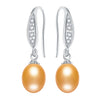 Fashion 925 sterling silver drop earrings for women elegant 8-9mm 100% natural pearl jewelry Gift for mother 5 colors