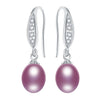 Fashion 925 sterling silver drop earrings for women elegant 8-9mm 100% natural pearl jewelry Gift for mother 5 colors
