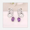 Fashion 925 sterling silver pure silver earrings Amethyst rose quartz Butterfly earrings identification certificate. J059