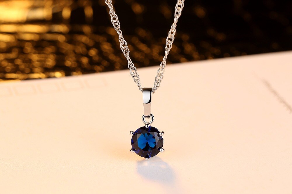 AAA Zircon Round Crystal Pendant Choker Necklace for Women Females Green Purple Blue Pink Color CZ Jewelry Gifts