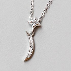 Fashion AAAA Zircon 925 Sterling Silver Sweet Cute Moon And Stars Chain Necklaces & Pendants For Women Fine Jewelry