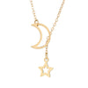 Fashion Accessories Women's Moon Star Pendant Choker Necklace Gold Silver Long Chain Jewelry Simple Birthday Gift Chain Necklace