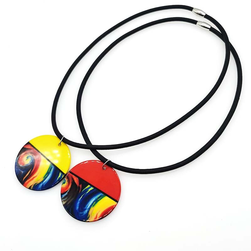 Acrylic Bohemian Vintage Ethnic Copy Long Handmade Mala Round Necklaces & Pendants For Women Dress Statement Necklace