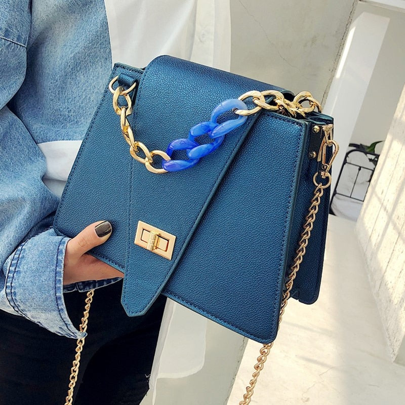 Acrylic Chain Handbags Women Crossbody Shoulder Bag 2022 PU Leather Ladies Designer Messenger Bags Totes Female Purses