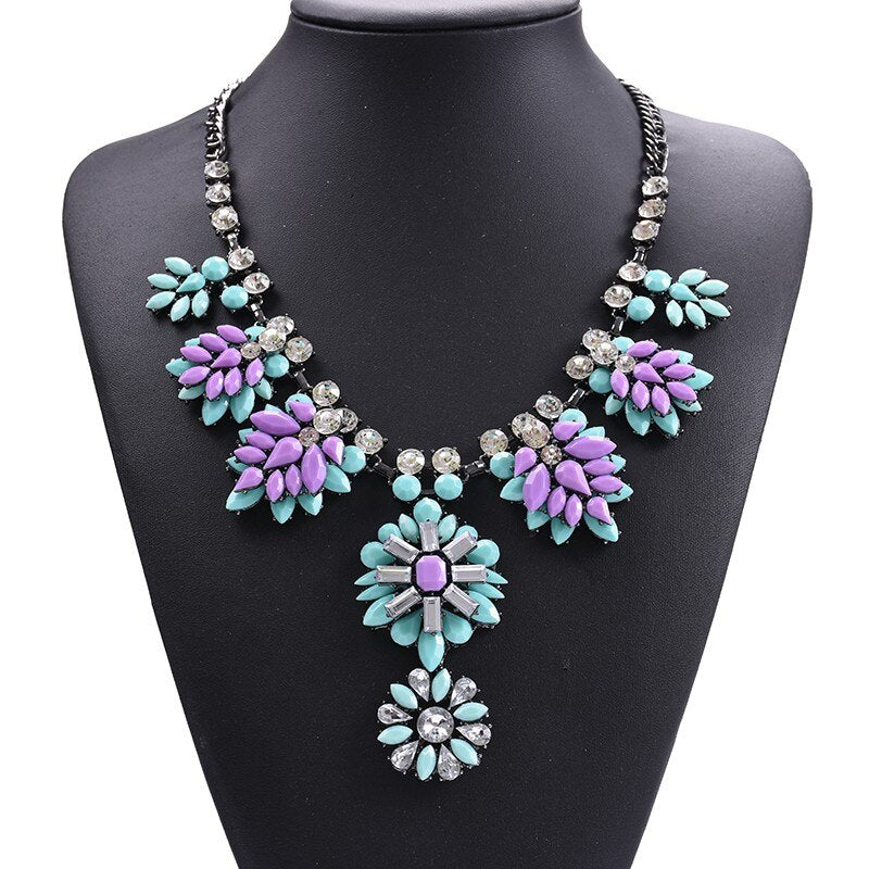 Acrylic Flowers Statement Choker Necklace Women Bohemian Ethnic Tribal Pendants Necklaces Femme Jewelry Vintage Necklace