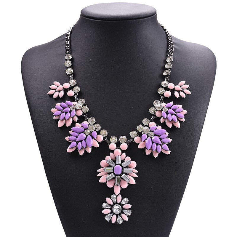 Acrylic Flowers Statement Choker Necklace Women Bohemian Ethnic Tribal Pendants Necklaces Femme Jewelry Vintage Necklace