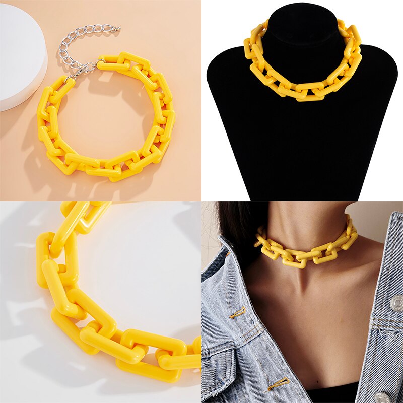 Acrylic Thick Chain Necklaces Pendants Women Punk Rock Choker Jewelry