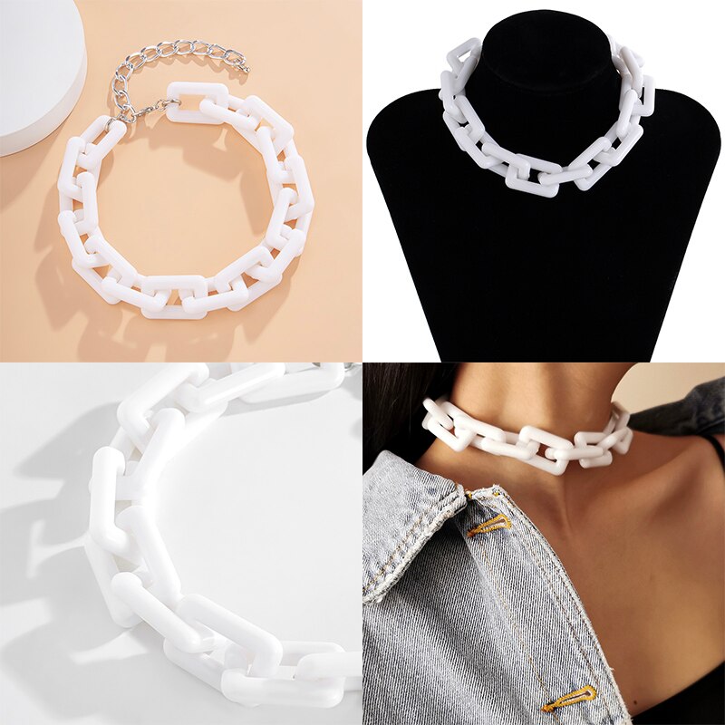 Acrylic Thick Chain Necklaces Pendants Women Punk Rock Choker Jewelry