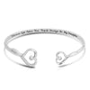 Adjustable Crystal Double Heart Bowknot Cuff Engraved You'll Always Be My Daughter Women Jewelry Bracelet Bangle Gift